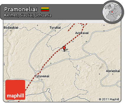Shaded Relief 3D Map of Pramonėliai
