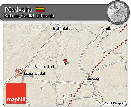 Shaded Relief 3D Map of Pūsdvaris