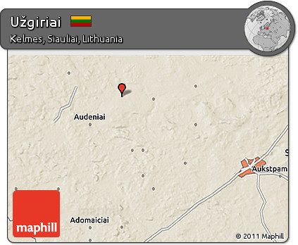 Shaded Relief 3D Map of Užgiriai
