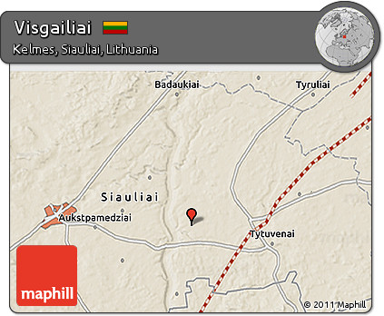 Shaded Relief 3D Map of Visgailiai