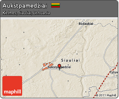 Shaded Relief 3D Map of Aukštpamedžiai
