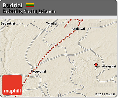 Shaded Relief 3D Map of Budriai