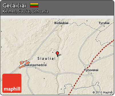 Shaded Relief 3D Map of Gečaičiai