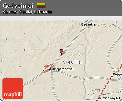 Shaded Relief 3D Map of Gedvainiai