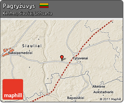 Shaded Relief 3D Map of Pagryžuvys