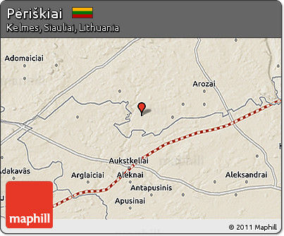 Shaded Relief 3D Map of Pėriškiai