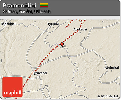 Shaded Relief 3D Map of Pramonėliai
