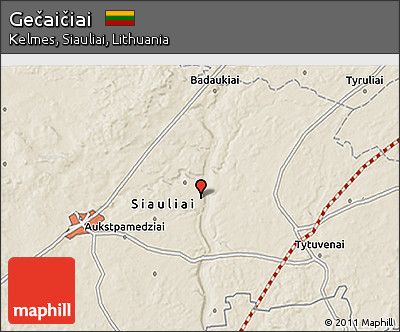 Shaded Relief 3D Map of Gečaičiai