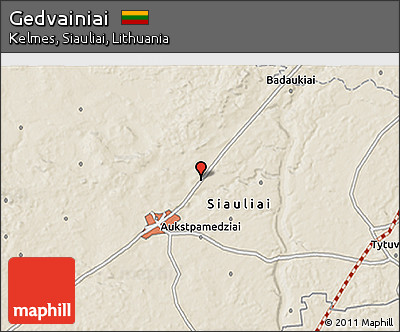 Shaded Relief 3D Map of Gedvainiai