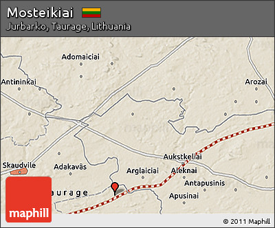 Shaded Relief 3D Map of Mosteikiai