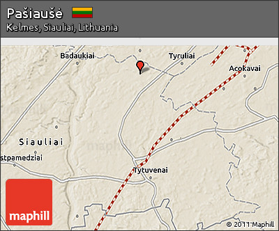 Shaded Relief 3D Map of Pašiaušė