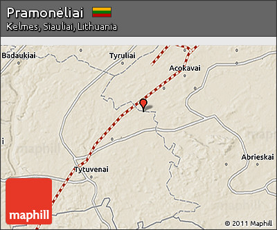 Shaded Relief 3D Map of Pramonėliai
