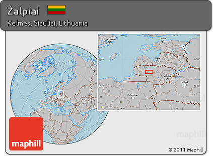 Gray Location Map of Žalpiai, hill shading