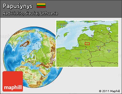 Physical Location Map of Papušynys