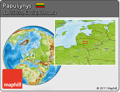 Physical Location Map of Papušynys