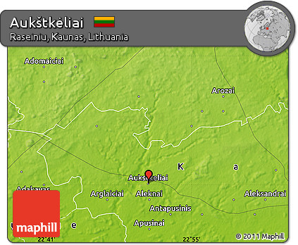 Physical Map of Aukštkėliai