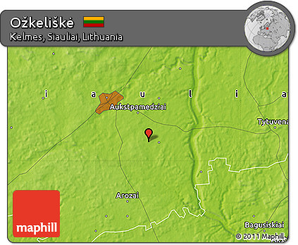 Physical Map of Ožkeliškė