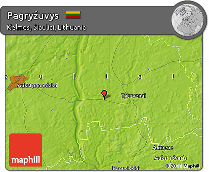 Physical Map of Pagryžuvys