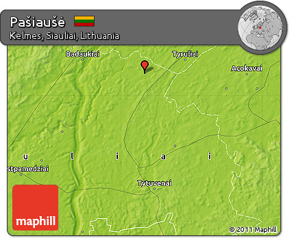 Physical Map of Pašiaušė