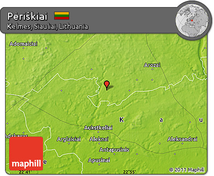 Physical Map of Pėriškiai