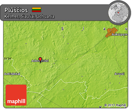 Physical Map of Plūščios