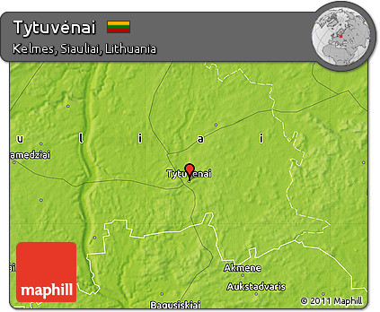 Physical Map of Tytuvėnai