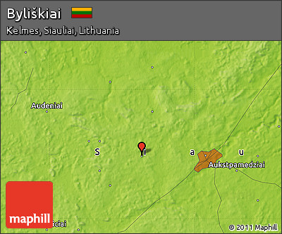 Physical Map of Byliškiai