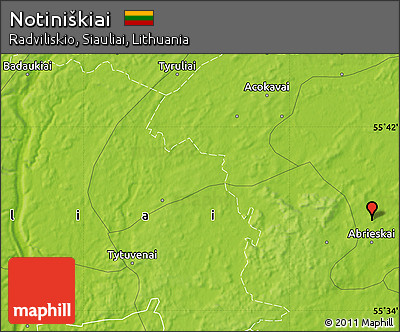 Physical Map of Notiniškiai