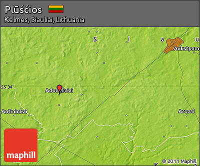 Physical Map of Plūščios