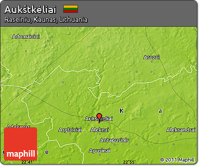Physical Map of Aukštkėliai