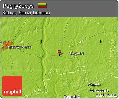 Physical Map of Pagryžuvys