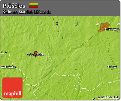 Physical Map of Plūščios