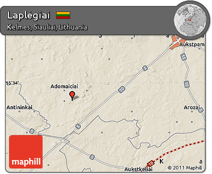 Shaded Relief Map of Laplėgiai