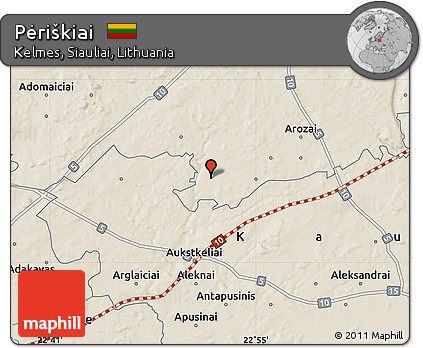 Shaded Relief Map of Pėriškiai