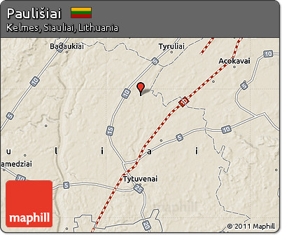 Shaded Relief Map of Paulišiai