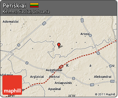 Shaded Relief Map of Pėriškiai