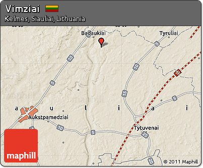 Shaded Relief Map of Vimziai