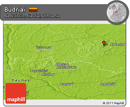 Physical Panoramic Map of Budriai