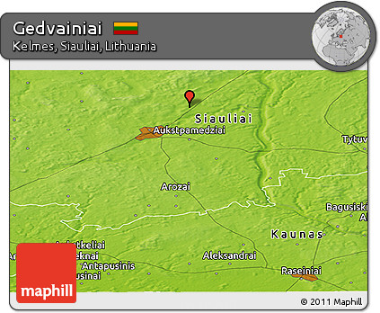 Physical Panoramic Map of Gedvainiai
