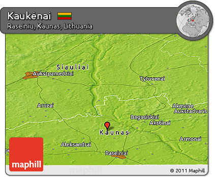 Physical Panoramic Map of Kaukėnai