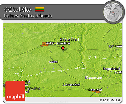 Physical Panoramic Map of Ožkeliškė