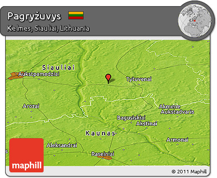 Physical Panoramic Map of Pagryžuvys