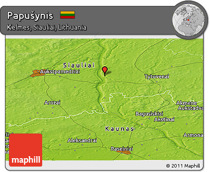 Physical Panoramic Map of Papušynis
