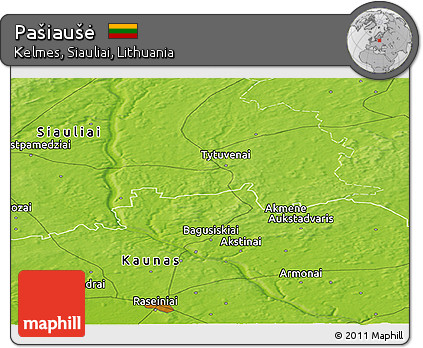 Physical Panoramic Map of Pašiaušė