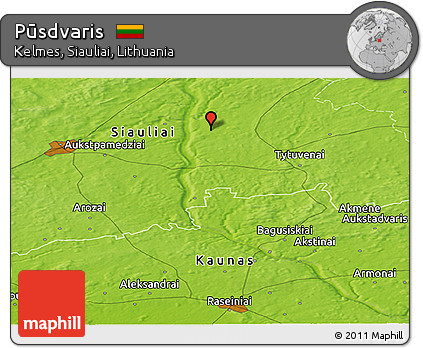 Physical Panoramic Map of Pūsdvaris