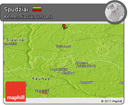 Physical Panoramic Map of Spudžiai