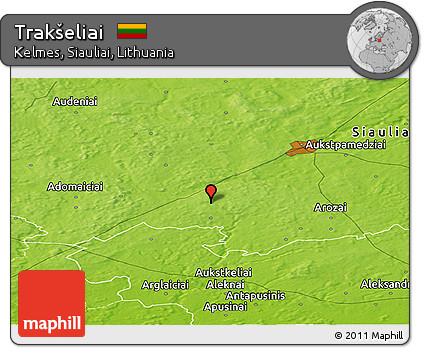 Physical Panoramic Map of Trakšeliai