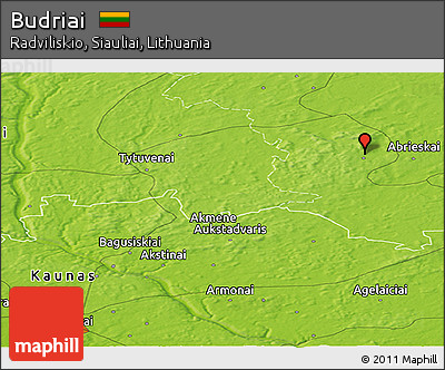 Physical Panoramic Map of Budriai