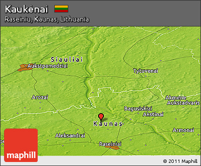 Physical Panoramic Map of Kaukėnai