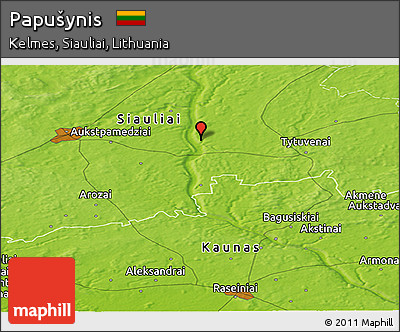 Physical Panoramic Map of Papušynis